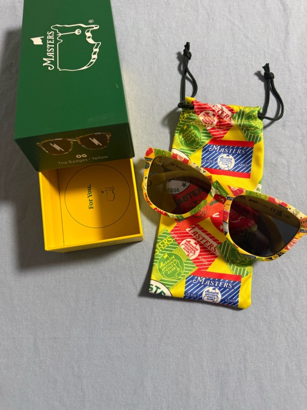 Goodr brand 2026 Masters sunglasses in yellow